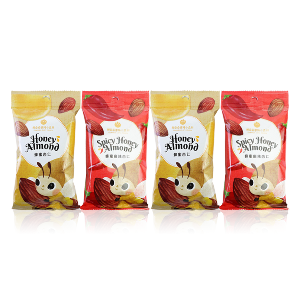 蜂蜜堅果4入組 (蜂蜜杏仁x2 + 蜂蜜麻辣杏仁x2) ❘ 隨手包推薦